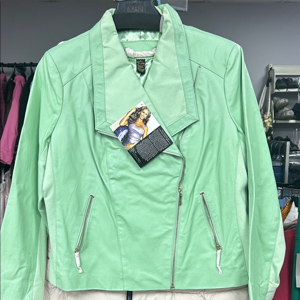 Iman Mint Green Leather Jacket - image 1